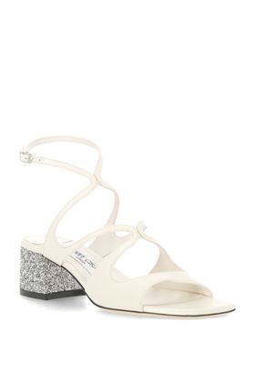 JIMMY CHOO CREAM HIGH HEEL SANDALS `AZILIA JIMMY CHOO | AZILIA45BZDLATTE/SILVER